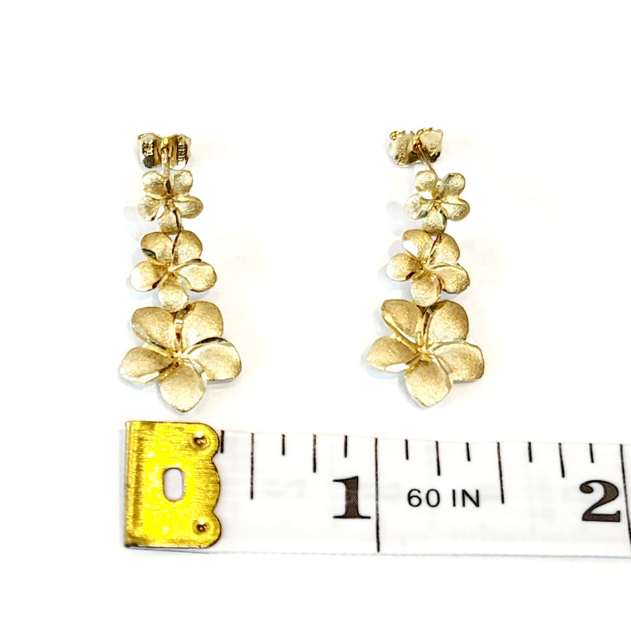 14k Plumeria Earrings (7-12mm)