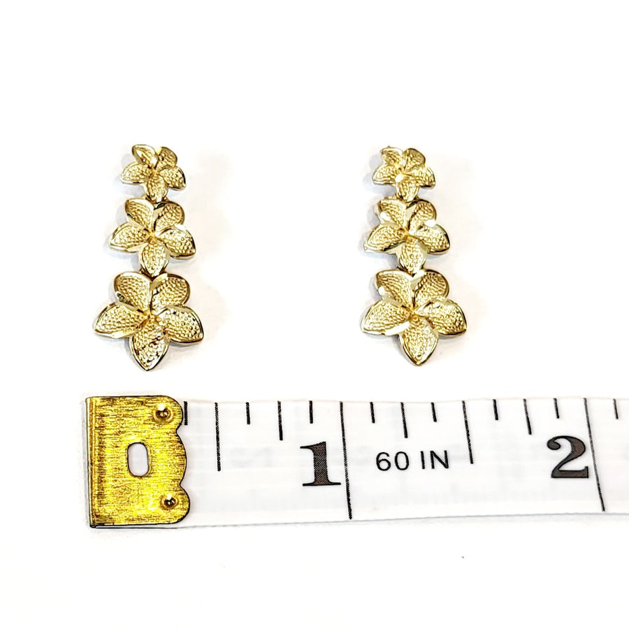 14k Plumeria Earrings (9-11mm)