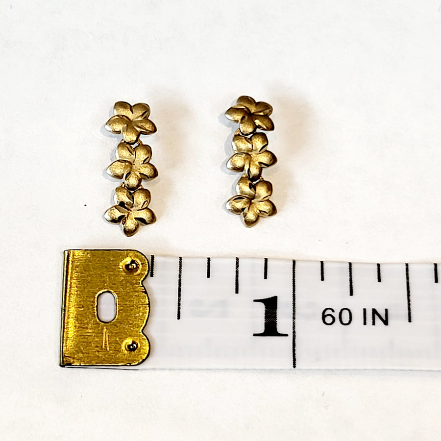 14k  Plumeria Earrings (6mm)
