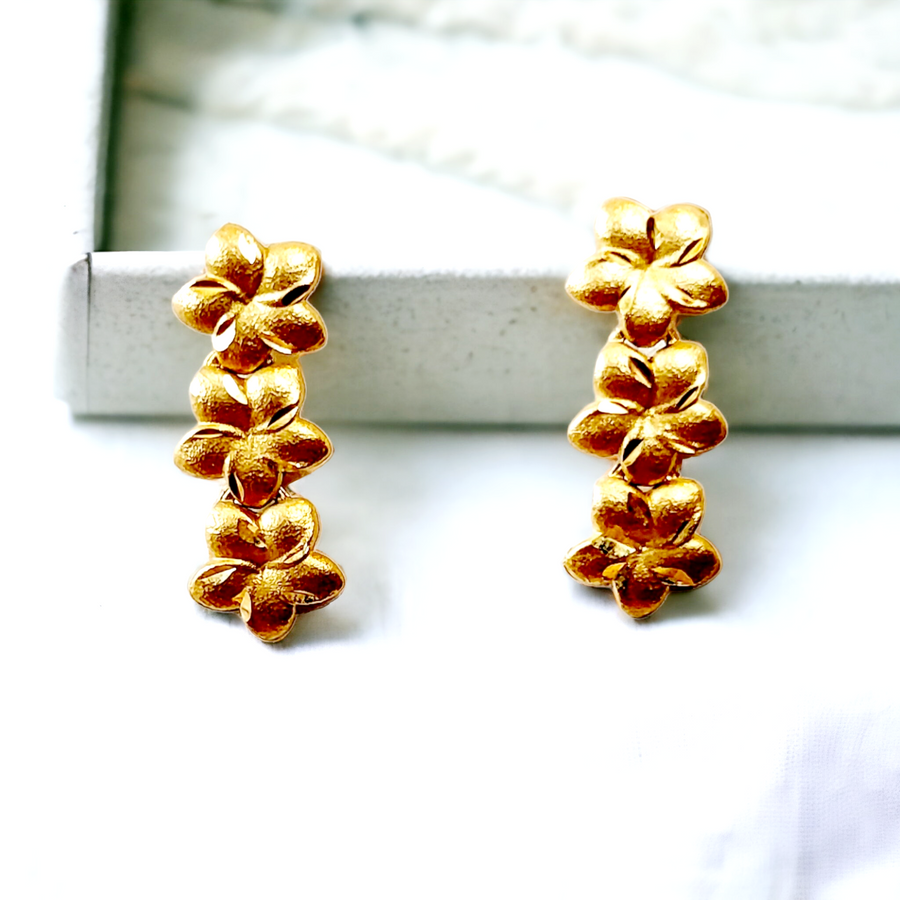 14k Plumeria Earrings (6mm)