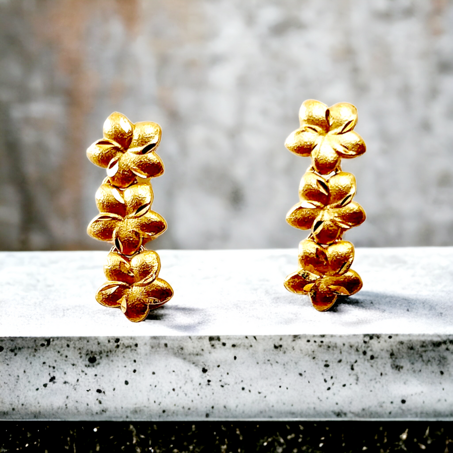 14k Plumeria Earrings (6mm)