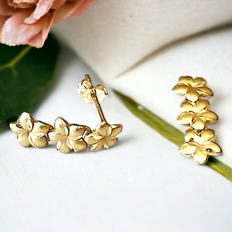 14k Plumeria Earrings (6mm)