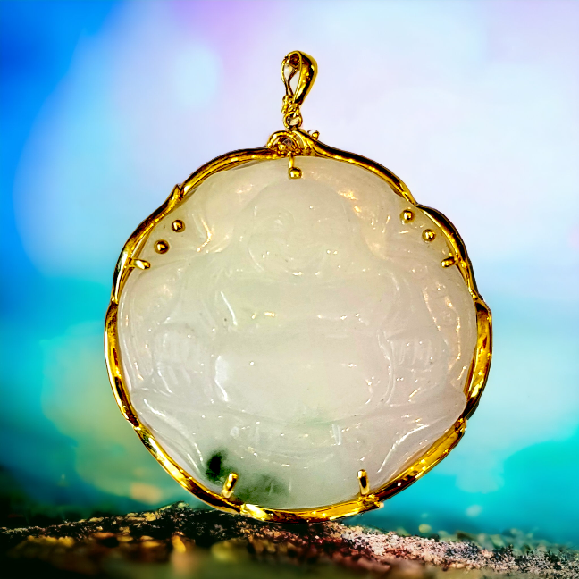 14K Lavender Jade Buddha Enhancer/Pendant (54mm)
