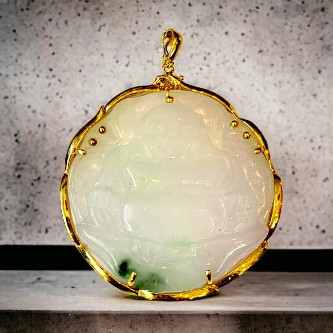 14K Lavender Jade Buddha Enhancer/Pendant (54mm)