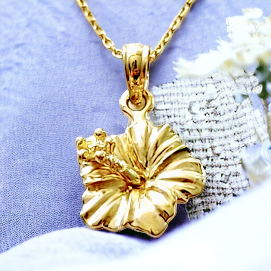 14K  Hibiscus Pendant (16mm)
