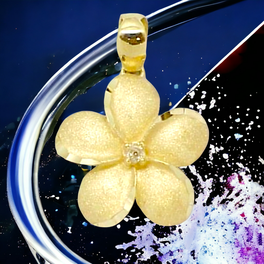 14K  Plumeria  with Diamond Pendant.