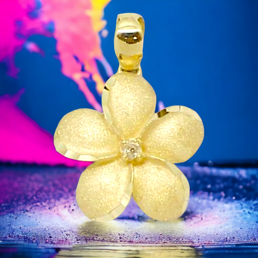 14K  Plumeria  with Diamond Pendant.