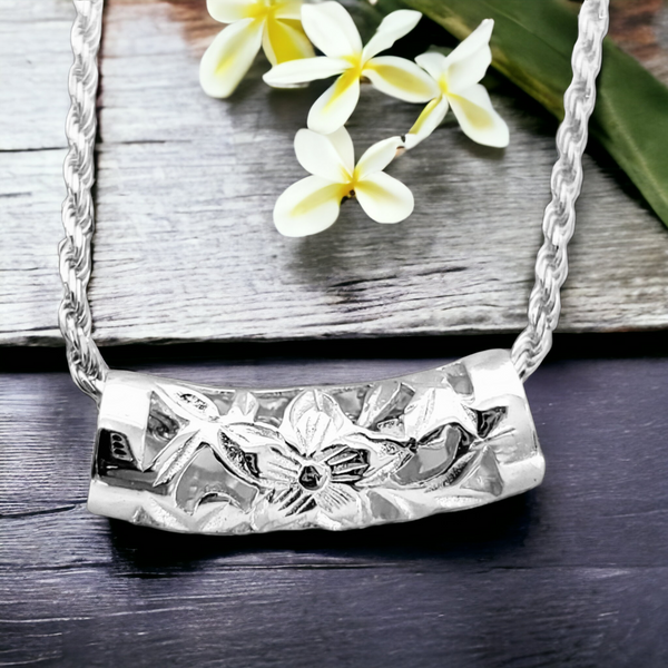 Silver Hawaiian Heirloom Tube Necklace