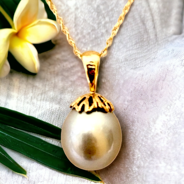 14k Tahitian  Silver  Pearl Pendant (12.3mm)
