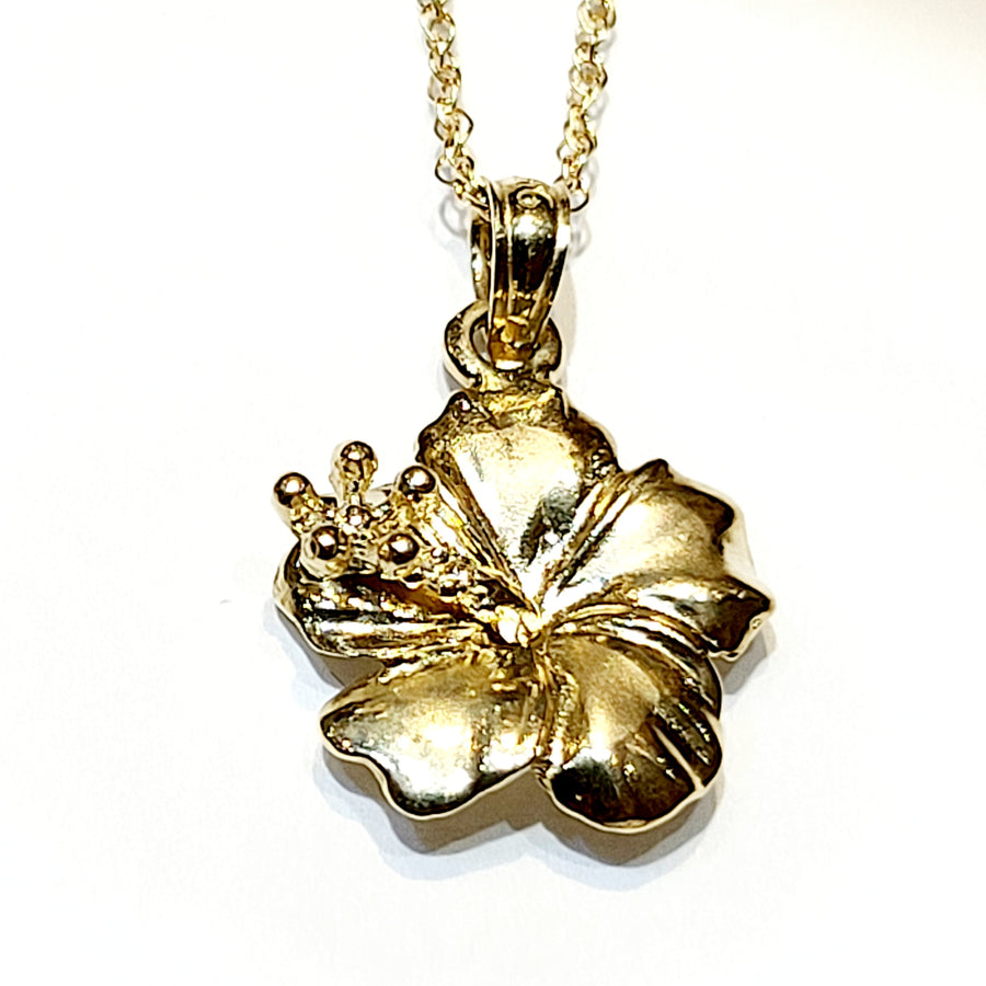14K  Hibiscus Pendant (16mm)