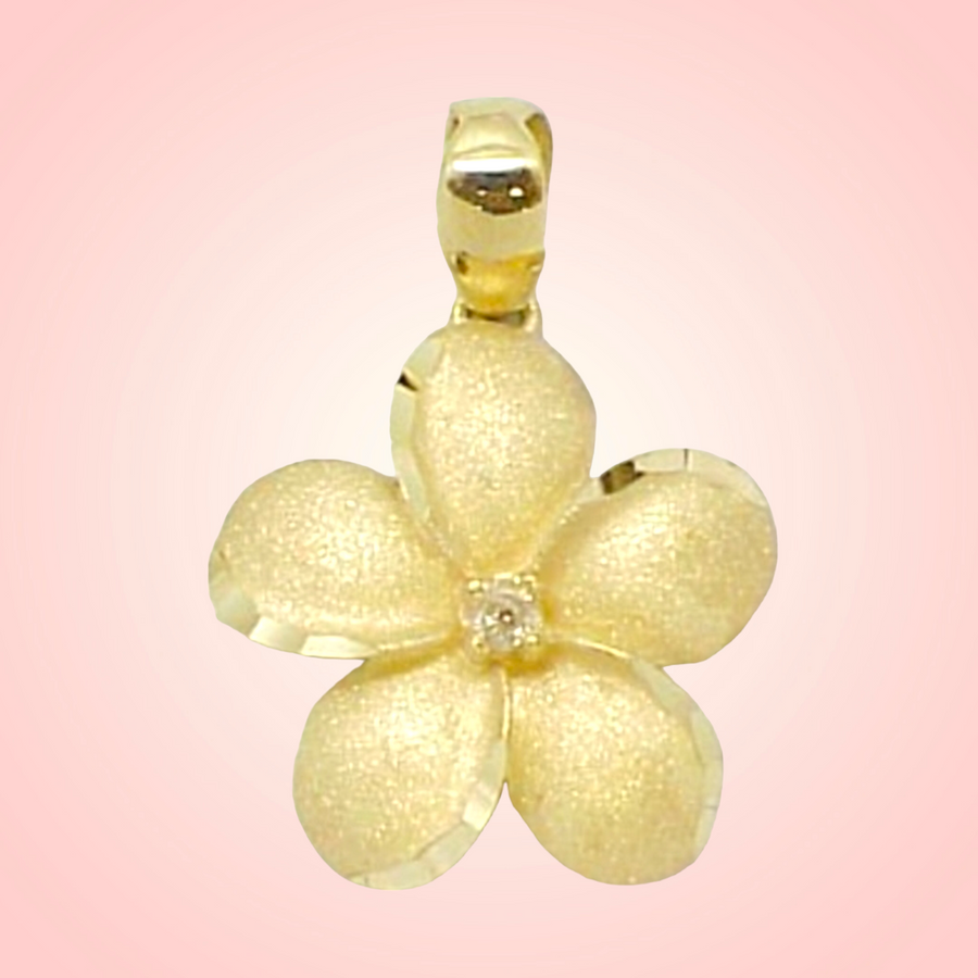 14K  Plumeria  with Diamond Pendant.