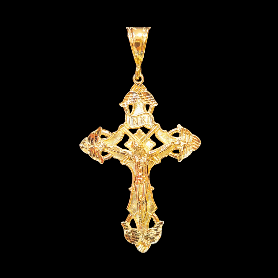 14k Gold over Sterling Silver Cross Pendant (2x3.5")