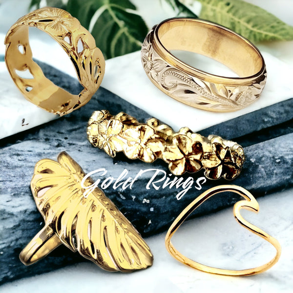 Gold Rings, made in Hawaii.