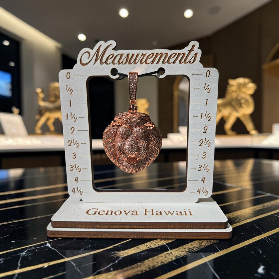 Rose Gold Lion's Head Pendant – 5A Cubic Zirconia, XL Size (43x70mm)