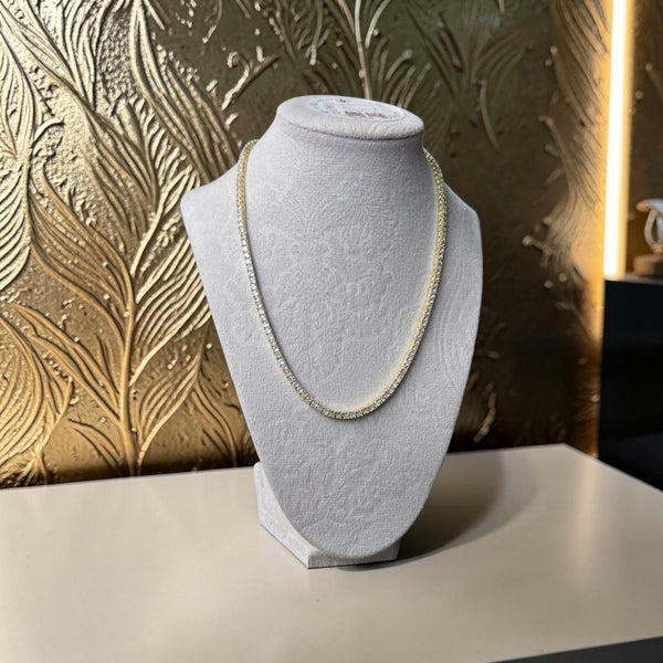 Elegant Gold-Tone Tennis Necklace – 3.5mm 5 Grade CZ Stones (18 inches)