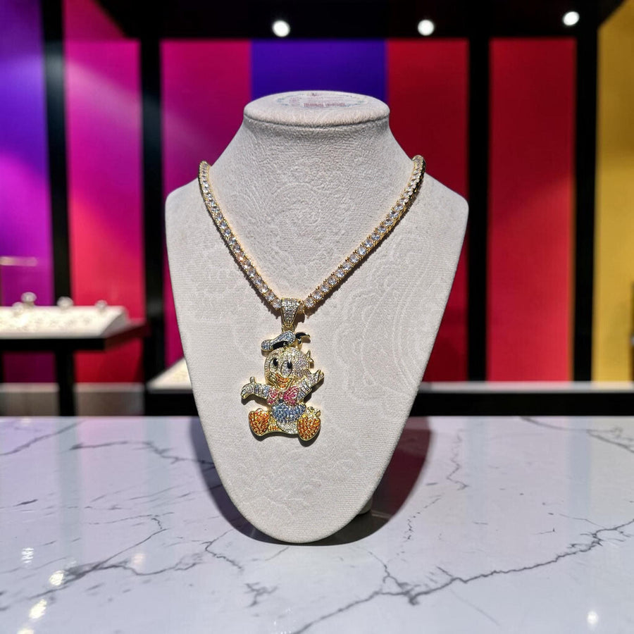 Custom Gold Filled CZ Pendant & Tennis Chain: 5mm Hand-Cut Stones (20" Long)