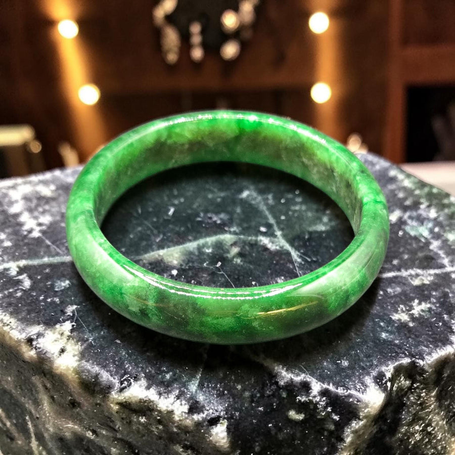 Dark GreenJade Bangle Bracelet – 14mm / Sz.7.5