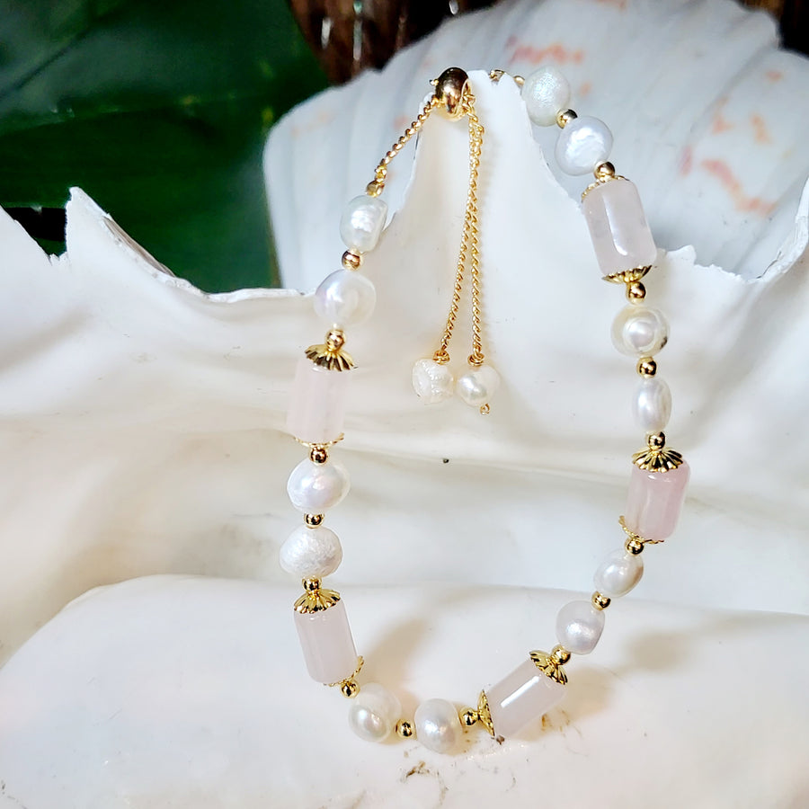 Pearls & Rose Quartz Bracelets