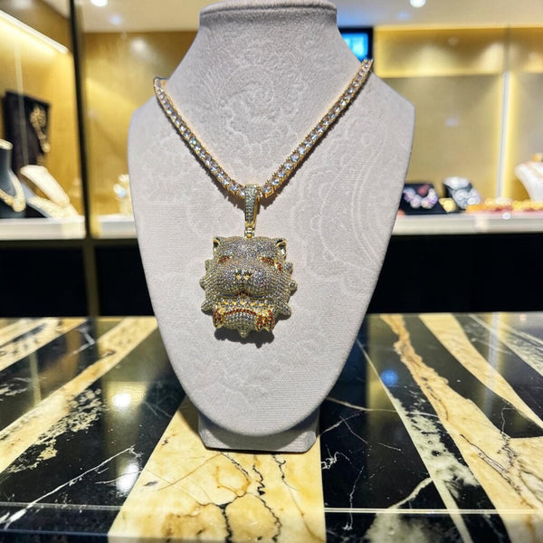 Custom Gold Filled Bulldog Pendant – CZ Encrusted XL Chain (20" Long)