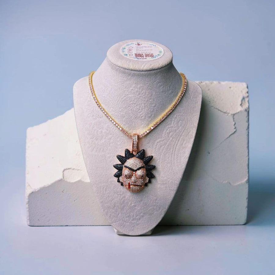 Iced Out Rose Gold set Filled  Necklace (50*70mm, 18" Chain)