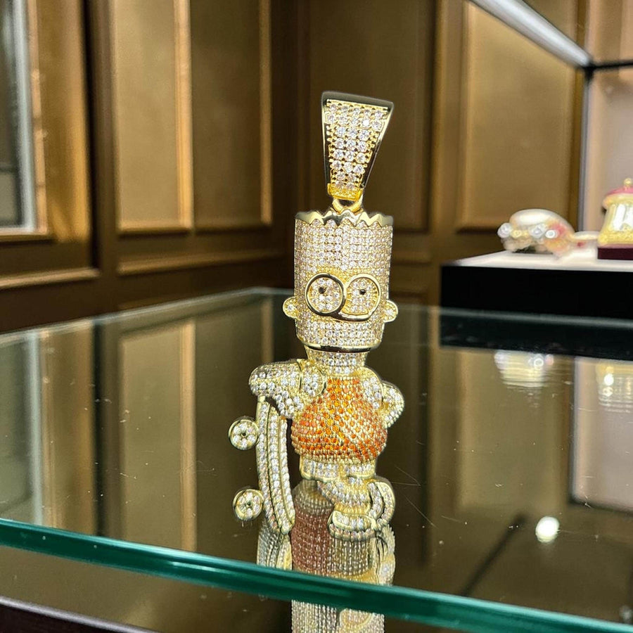 Iced out Custom Yellow Gold Filled  Pendant, 5 A Grade CZ Stones (25*64mm)