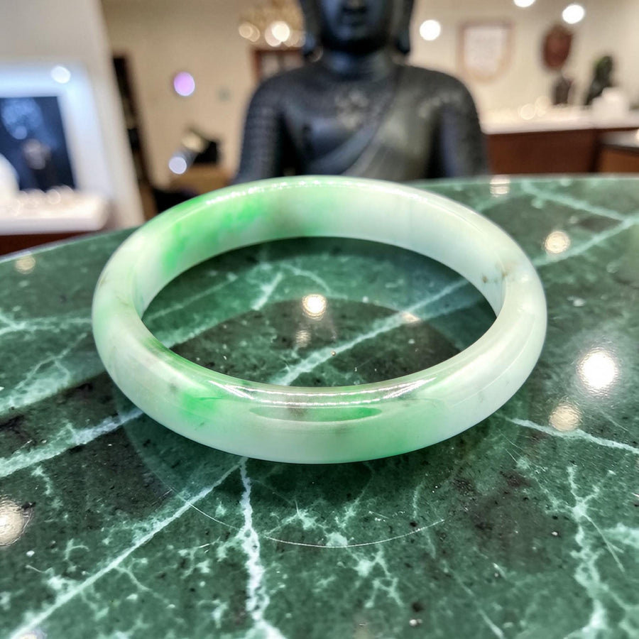 Multi-colored  Substantial Size Jade Bangle Bracelet – 14mm / Sz.8.75