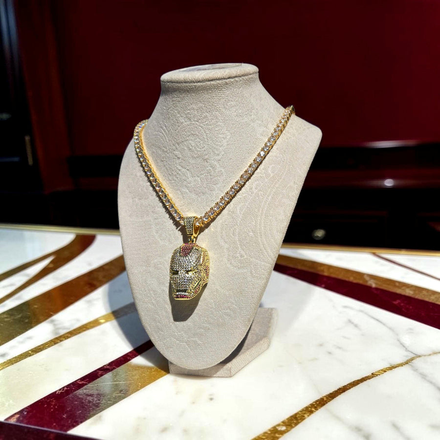 Custom Gold Filled Helmet Necklace – 5A Grade CZ, 20" Tennis Chain