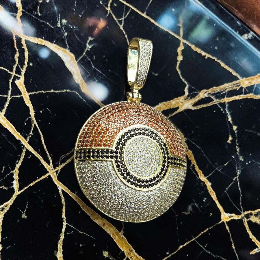 Iced out - XL Cubic Zirconia Pendant 49*76 mm – Gold-filled 3D Sphere Design