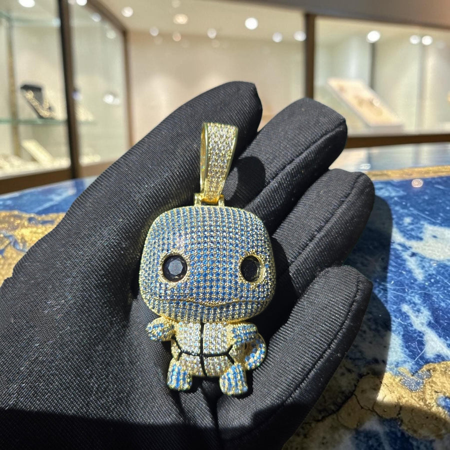 Iced Out  Pendant: Yellow Gold Tone, 5 A-Grade CZ Stones (33x65mm)