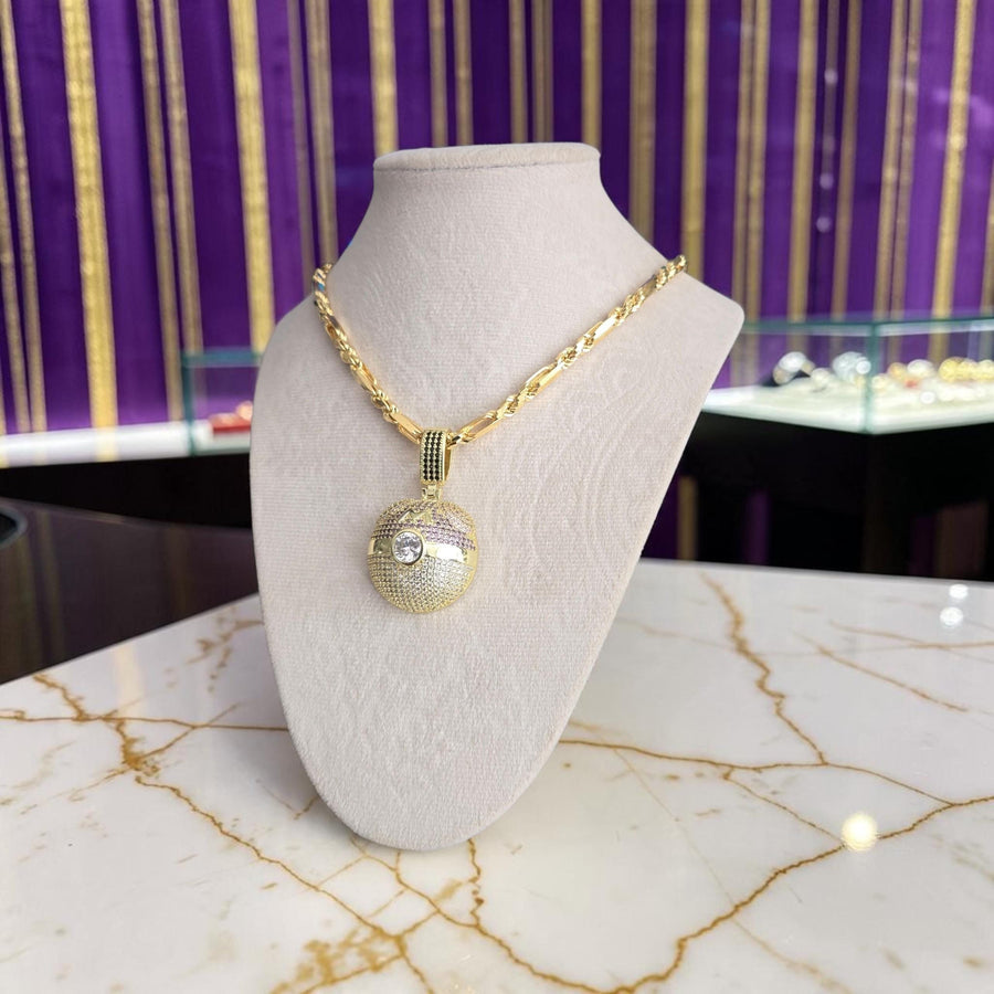 Custom Gold Filled Pendant Necklace: 5mm CZ, 20" Chain (Italian Milano Style)