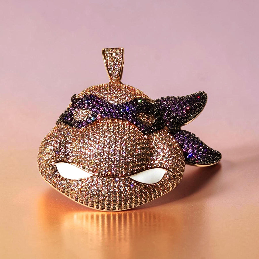 Custom Gold filled  Pendant  Rose & Purple CZ Stones (51x53mm)