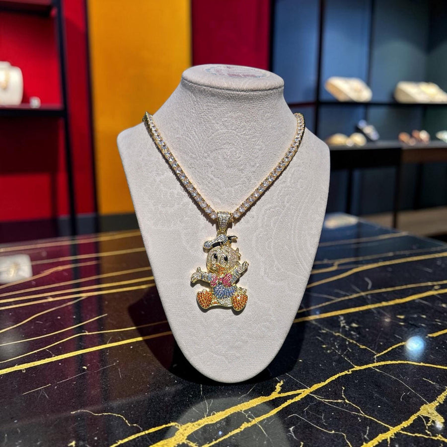 Custom Gold Filled CZ Pendant & Tennis Chain: 5mm Hand-Cut Stones (20" Long)