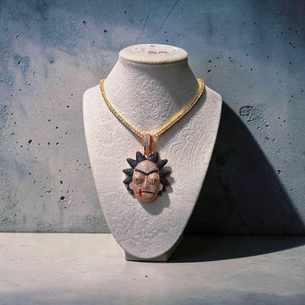 Iced Out Rose Gold set Filled  Necklace (50*70mm, 18" Chain)
