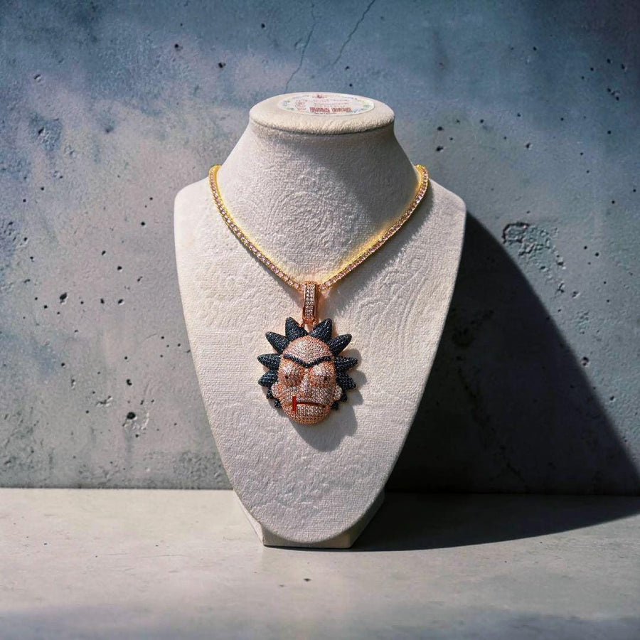 Iced Out Rose Gold set Filled  Necklace (50*70mm, 18" Chain)