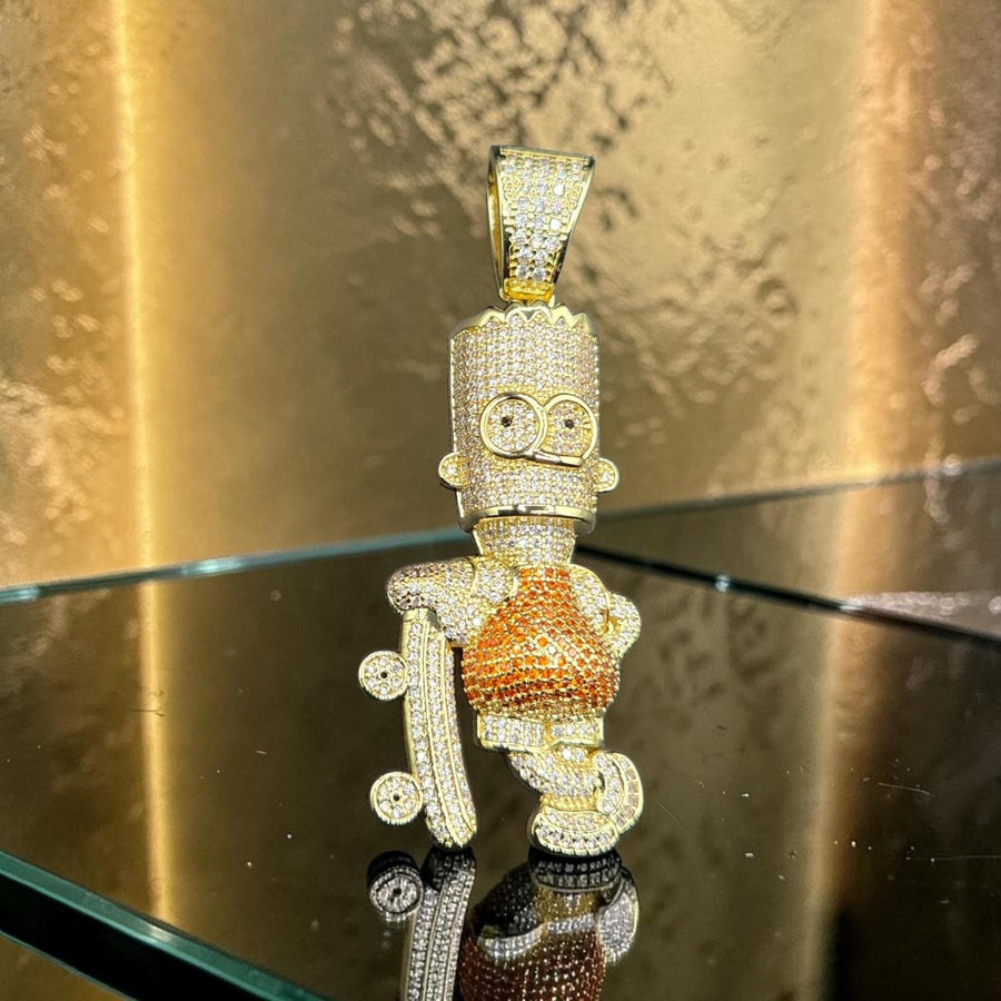Iced out Custom Yellow Gold Filled  Pendant, 5 A Grade CZ Stones (25*64mm)
