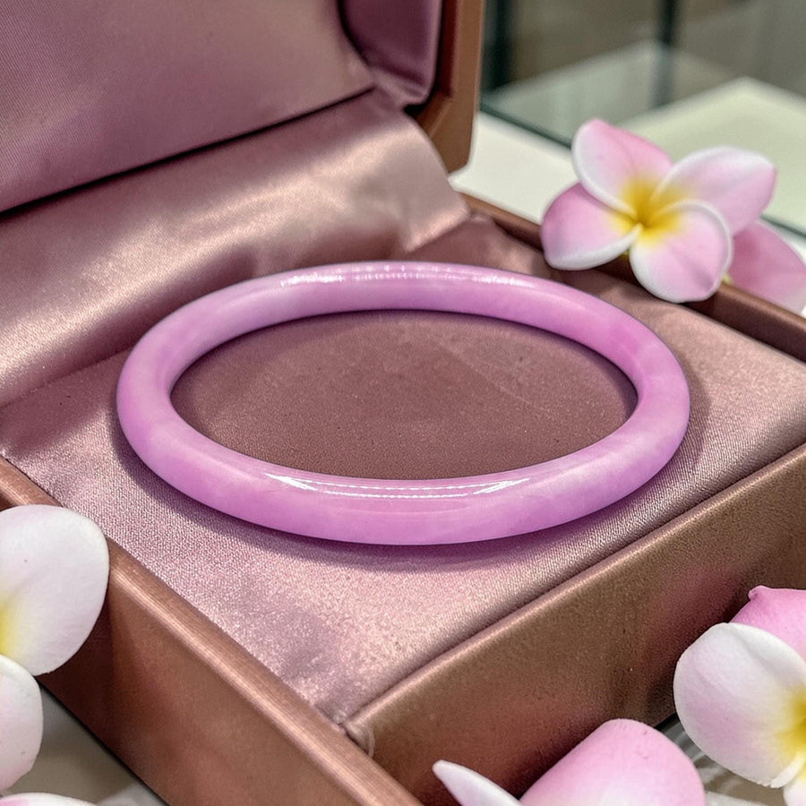 Substantial Size  Lavender Jade Barrel Bangle- 8mm / Sz.9