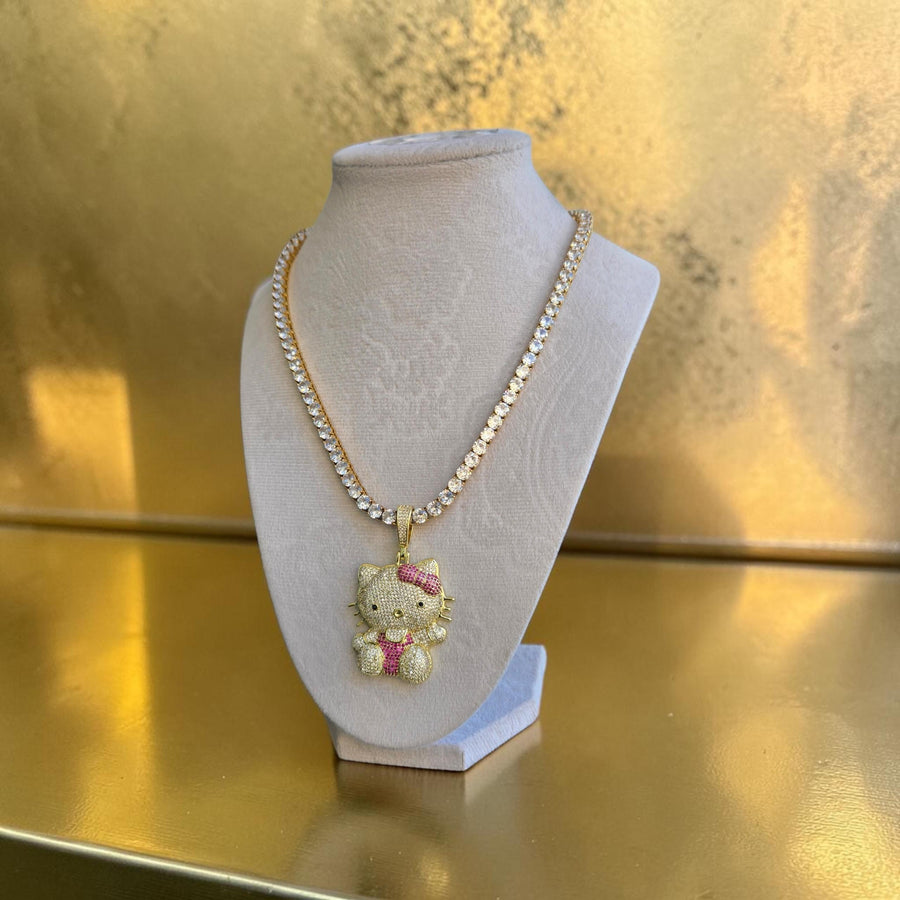Iced Out Gold Filled Tennis Chain with CZ Pendant – 18" Length, 5mm Width