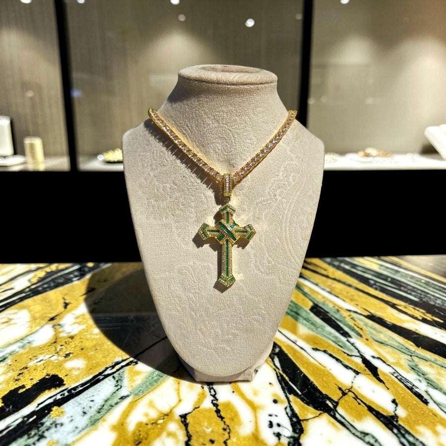 Custom Gold Filled Cross Necklace – 5A Grade CZ Tennis Chain (20 inches)
