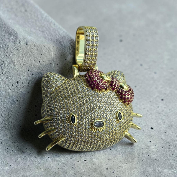 Iced out   custom Gold Tone filled 45*60 - 5 grade cz hand cut stones pendant