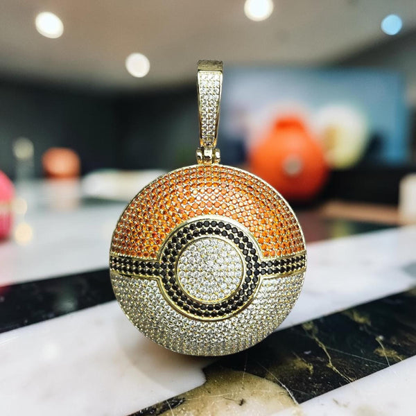 Iced out - XL Cubic Zirconia Pendant 49*76 mm – Gold-filled 3D Sphere Design