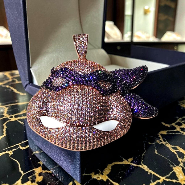 Custom Gold filled  Pendant  Rose & Purple CZ Stones (51x53mm)