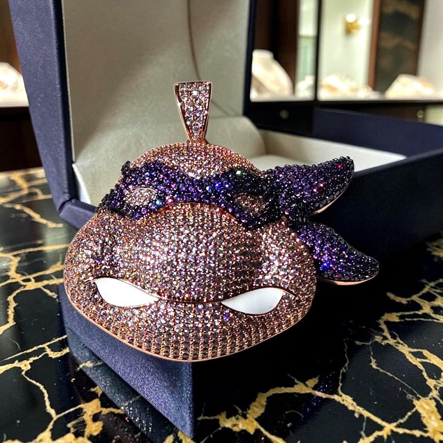 Custom Gold filled  Pendant  Rose & Purple CZ Stones (51x53mm)