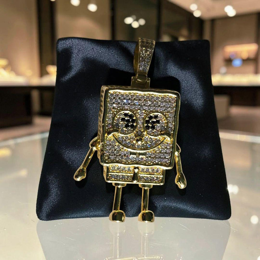 Iced Out Gold Tone Pendant with CZ Stones (23x58mm)