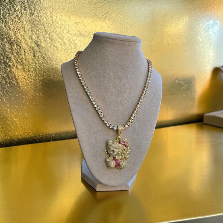 Iced Out Gold Filled Tennis Chain with CZ Pendant – 18" Length, 5mm Width