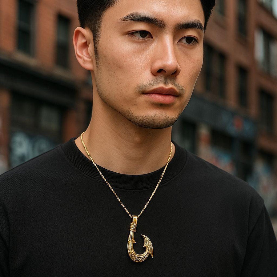 Gold over Sterling Silver Hawaiian Fish Hook Pendant