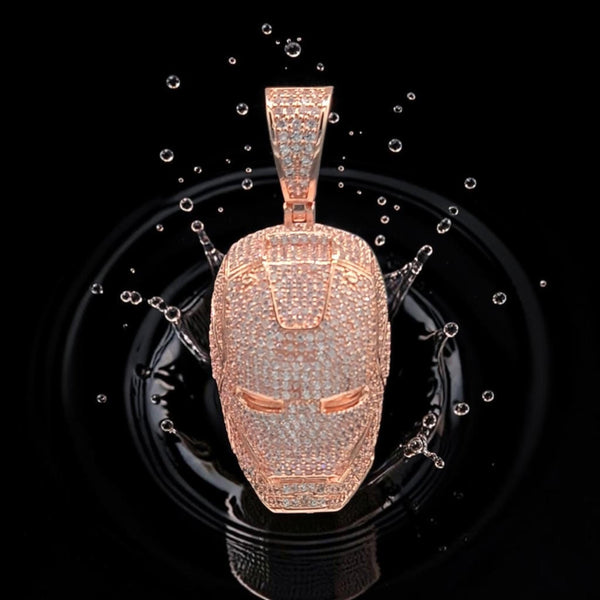 Custom Rose Gold Filled Helmet Pendant, 5 A Grade CZ Stones (24x57mm)