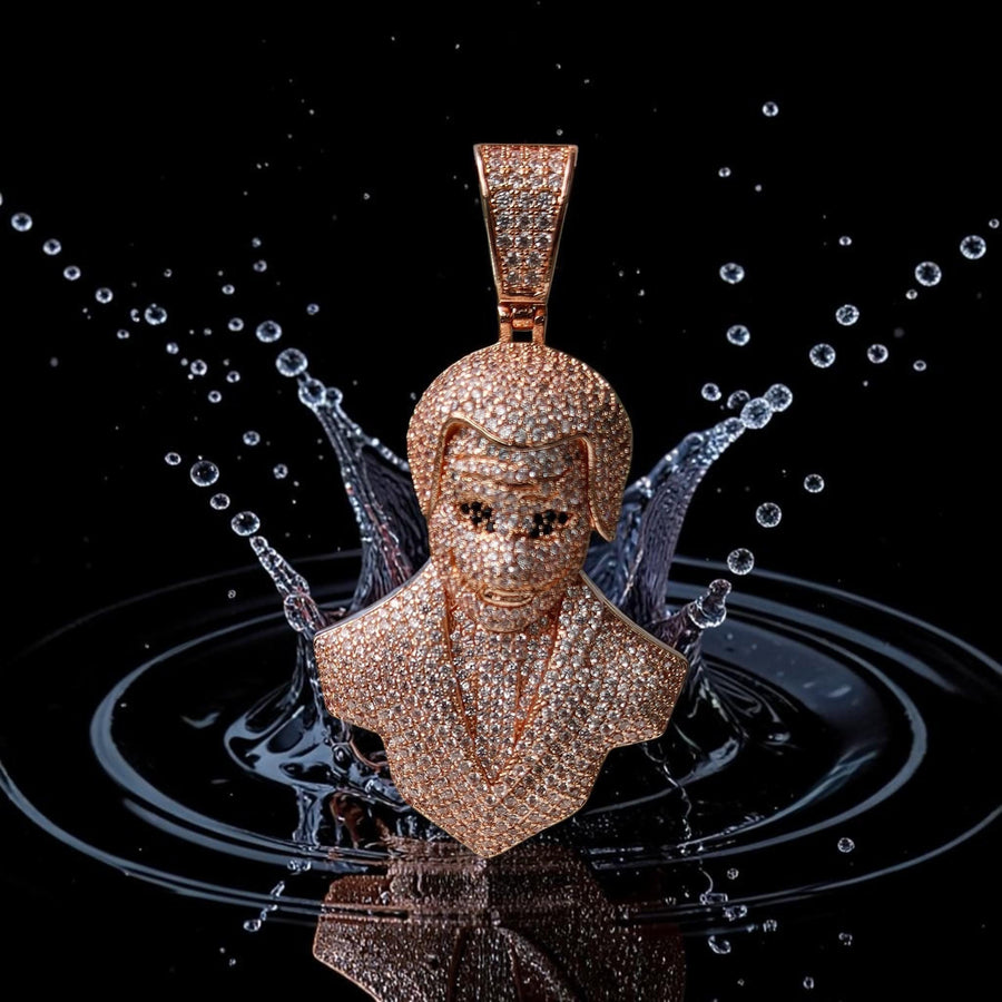 Custom Rose Gold Filled Pendant: 35x66mm Bust, 5 A Grade CZ Stones
