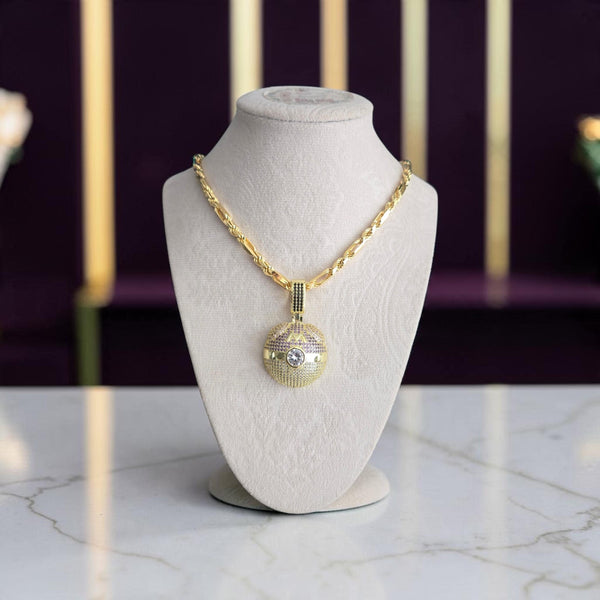 Custom Gold Filled Pendant Necklace: 5mm CZ, 20" Chain (Italian Milano Style)