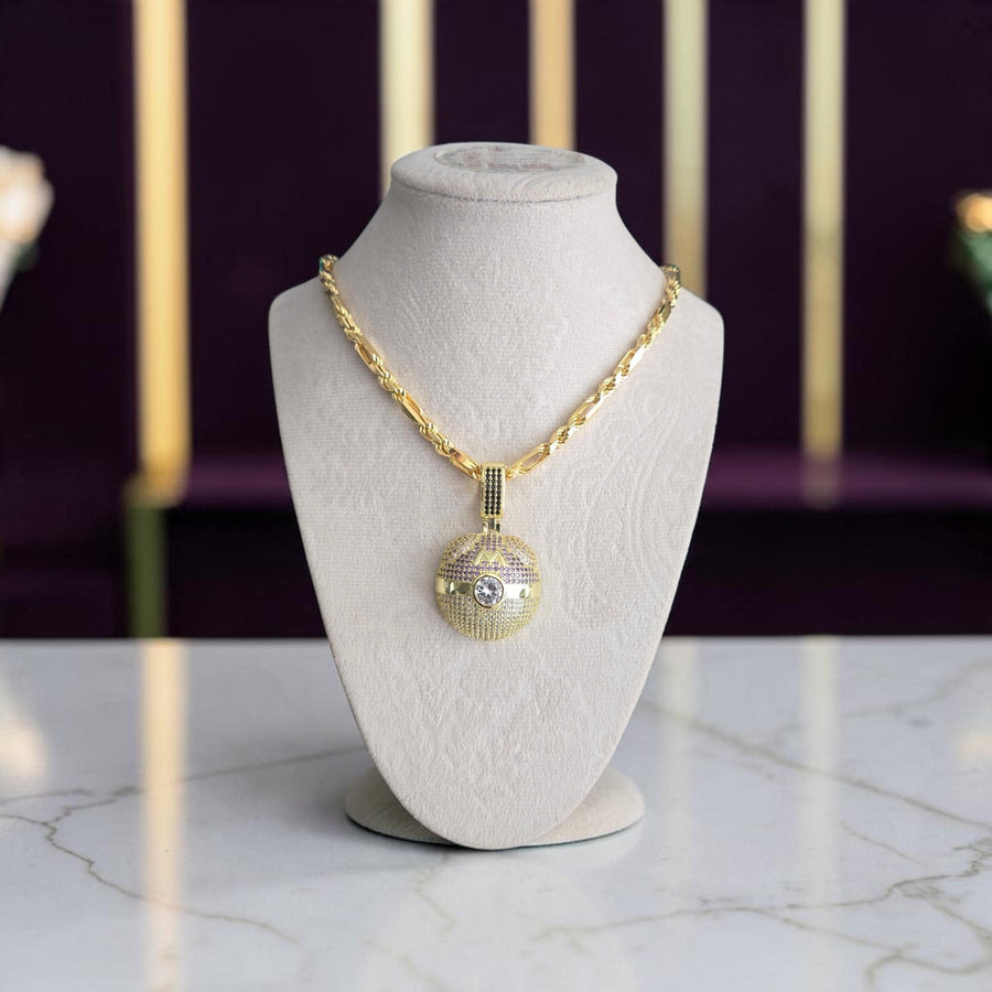 Custom Gold Filled Pendant Necklace: 5mm CZ, 20" Chain (Italian Milano Style)