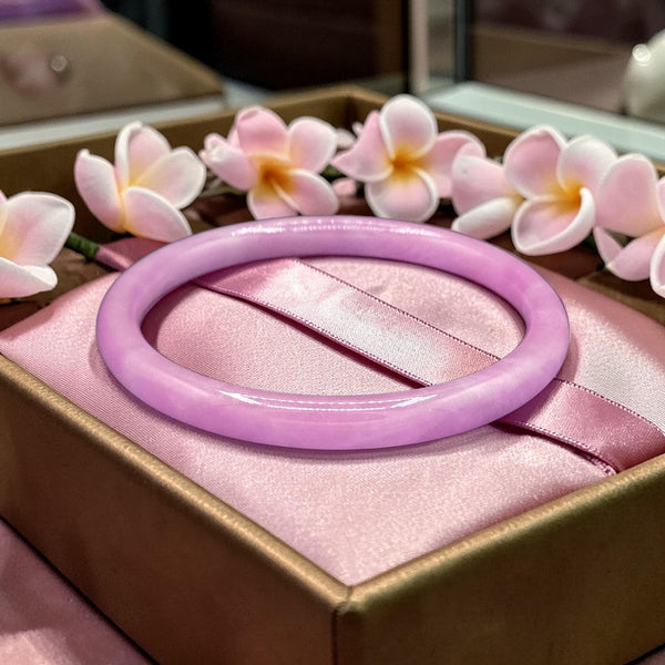 Substantial Size  Lavender Jade Barrel Bangle- 8mm / Sz.9